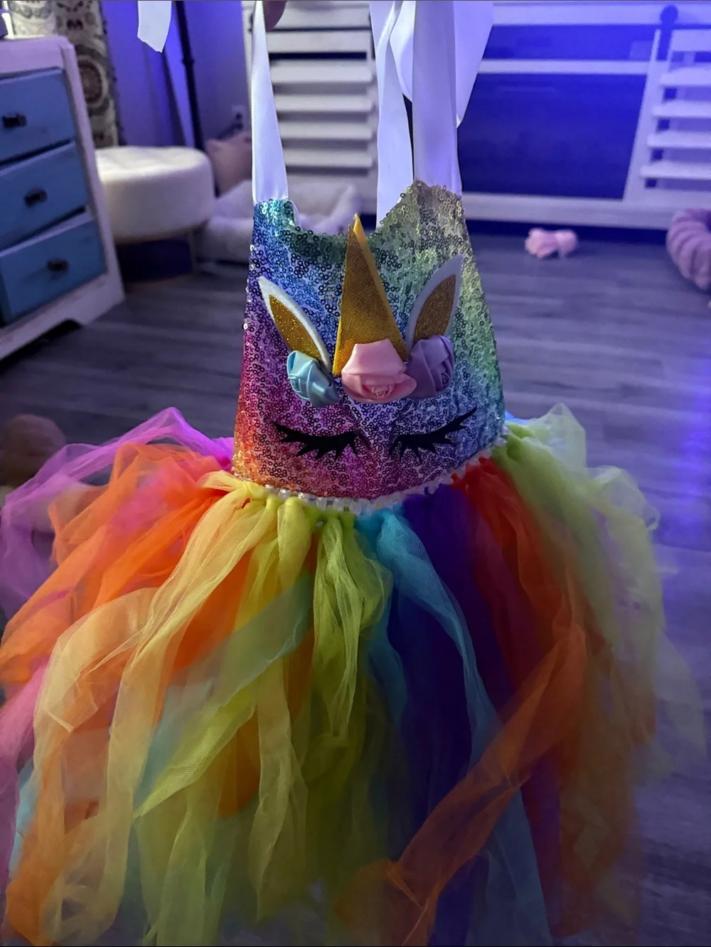 Rainbow Unicorn Tutu Costume with Headband - Multicolor